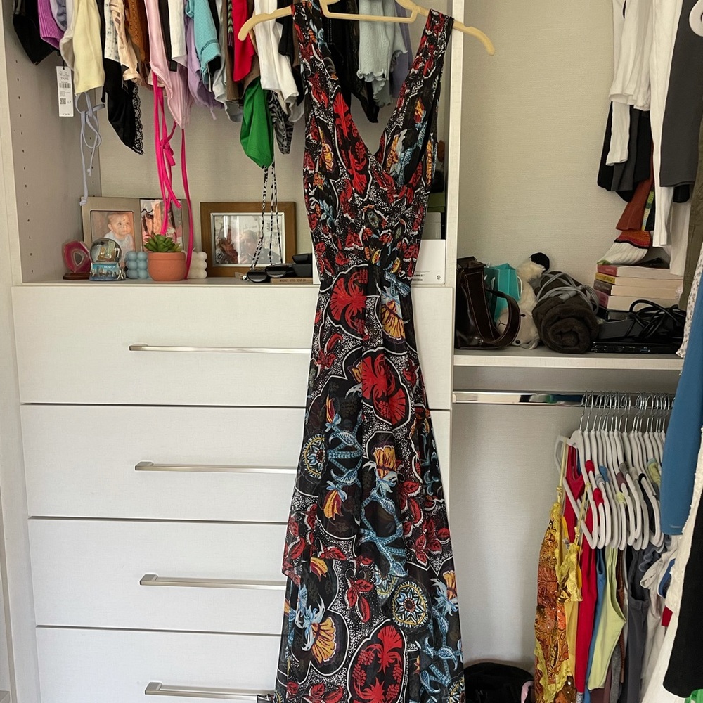Alice and Olivia Black Floral Maxi Dress Size 4